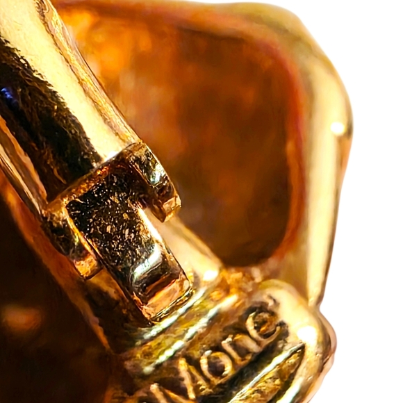 Vintage Monet Gold Tone Sculptural Drop Earrings Signed - Picture 5 of 7